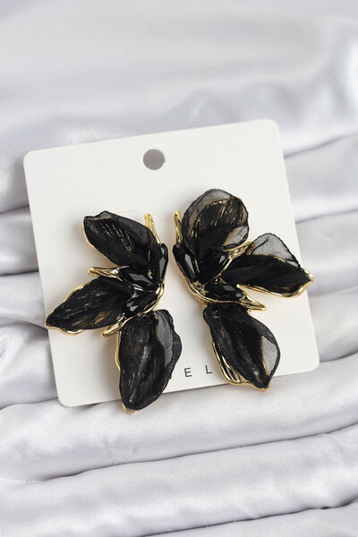 Nehir أقراط نسائية من التول باللون الأسود من لوتس موديل هدية عيد الحب للأمهات...