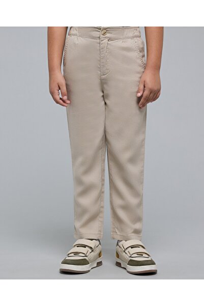 R&B بنطال سادة بقصة عادية مع إغلاق بأزرار