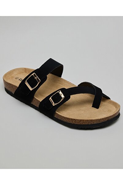 R&B Women's Black One-Toe Comfort Sandals