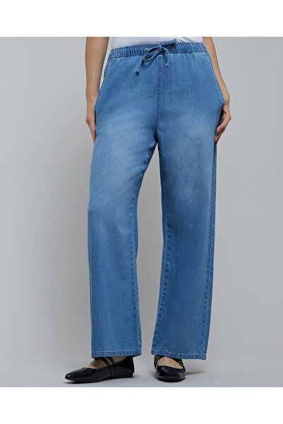 R&B Faded Straight Jeans With Drawstring Waist