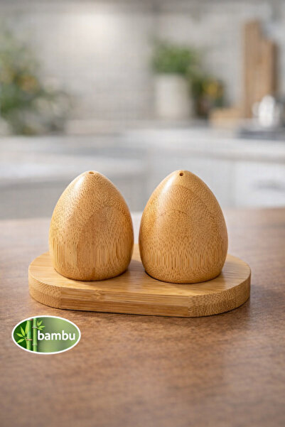 Mim Life Bamboo Salt and Pepper Shakers Egg Natural Bamboo Salt Shaker