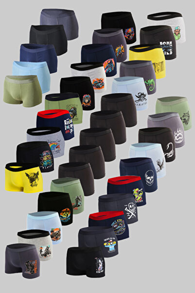 Mor 5'li Erkek Çocuk Boxer %90pamuk %10elastan