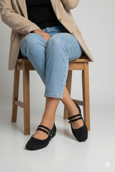 StWenn Balerini pentru femei cu două catarame, pantofi confortabili, casual ș...