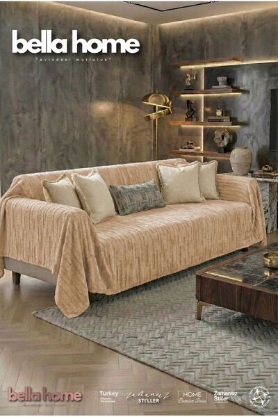 Bella Home Fırça Desenli Polar Koltuk Örtüsü – Yumuşak Dokulu, Sıcak Tutan, M...