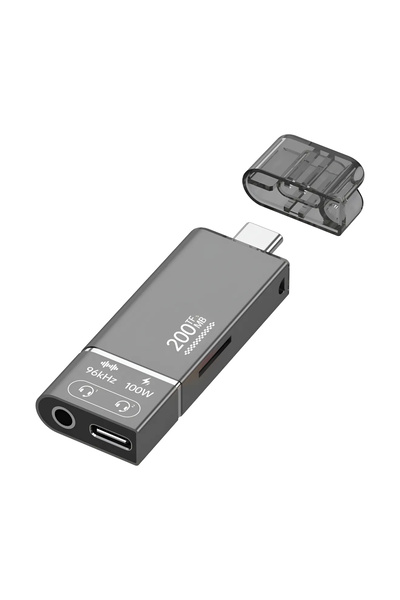 Forzacase 4in1 Taşınabilir Type-C to 3.5mm Aux , 100W PD ve TF Kart Okuyucu Ç...