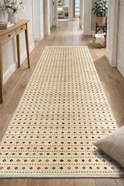 VOPTEKS Renkli Halı Yolluk Halısı Makinede Yıkanabilir Halı Kaymaz Taban Halı