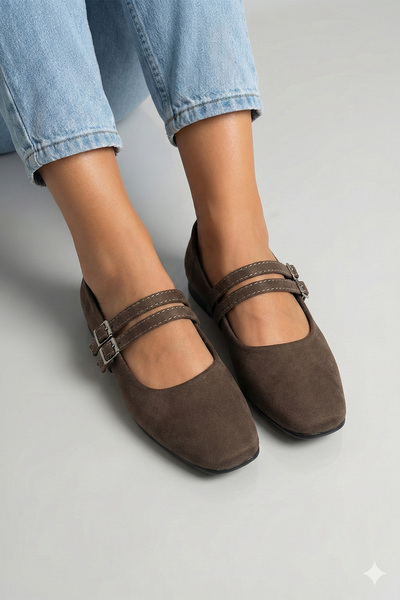 StWenn Balerini pentru femei cu două catarame, pantofi confortabili, casual ș...