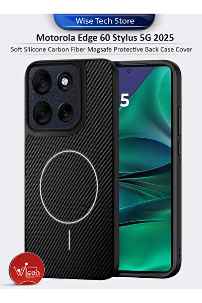 Wtech Motorola Edge 60 Stylus 5G 2025 Soft Silicone Carbon Fiber Magsafe Prot...