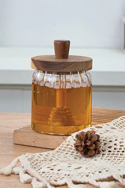 MİEN وعاء زجاجي لتخزين العسل سعة 450 مل من ويلكومين مع غطاء وملعقة -