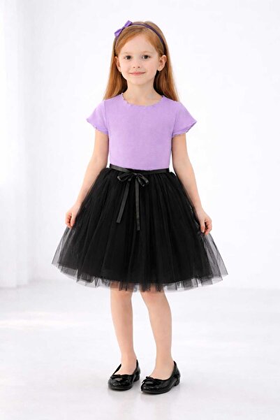 neocotton Unprinted Plain Lined Tutu Skirted Birthday Party Concept Girl's Sh...