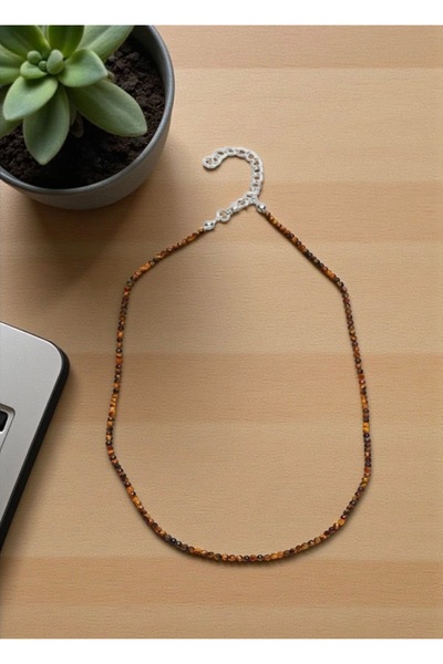 Taşmir Sertifikalı Kaplan Gözü 2 mm Faset Kesim Dizi Kolye 45 cm