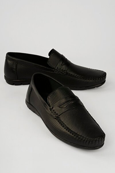 Mubiano Men's Genuine Leather Loafer Perfore Orion Black