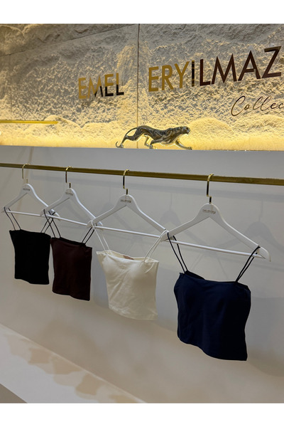 EMEL ERYILMAZ Crop Atlet Beyaz/Siyah/Lacivert/Kahve