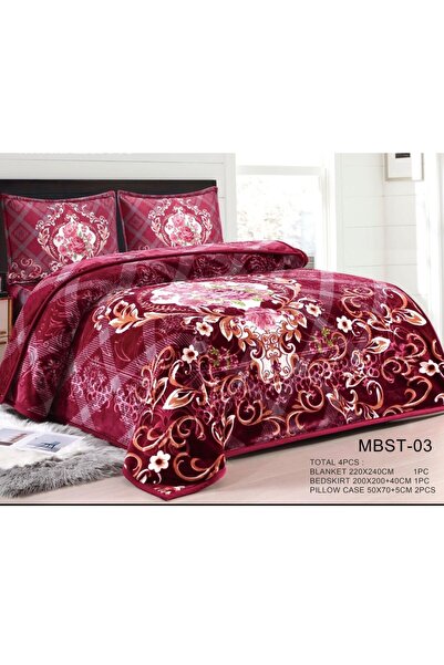 alzawia Double bed blanket set, patterned and floral, 4 pieces