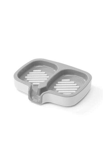 DAMUR Double Soap Dish, , Water Drainage System, ABS, 14.5 x 18 x 3 cm, White...