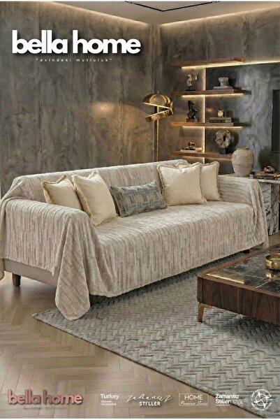 Bella Home Brushed Patterned Fleece Sofa Cover – Soft Texture, Warm, Modern D...