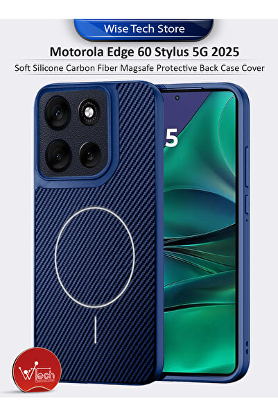 Wtech Motorola Edge 60 Stylus 5G 2025 Soft Silicone Carbon Fiber Magsafe Prot...