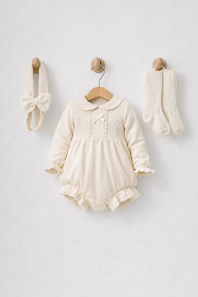 Minytrendy Kız Çocuk Bebek Konsept Kıyafeti Vintage Yenidoğan Tulum Romper Ta...