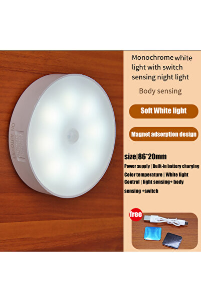 Choice مصباح ليلي LED أبيض مزود بمستشعر حركة، قابل لإعادة الشحن عبر منفذ USB،...