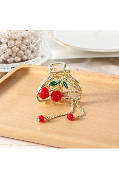 ella'nın çarşısı Мини брошка с висулка от черешови костилки и златна метална ...