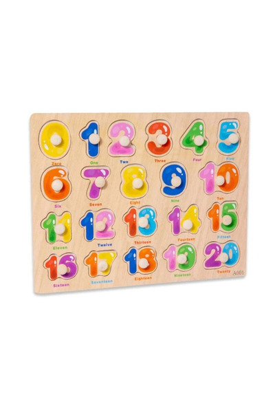 OEM Puzzle Incastru, GHEMOTOC®, placă de lemn, numere colorate 0-20, cu mâner ajutator