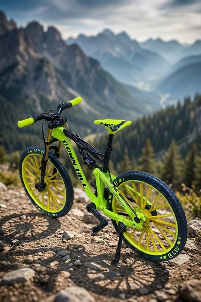 TUENGİ STORE 1:10 Scale Metal Body Realistic Suspension Downhill Mountain Bike - Movable Pedal and Wheel