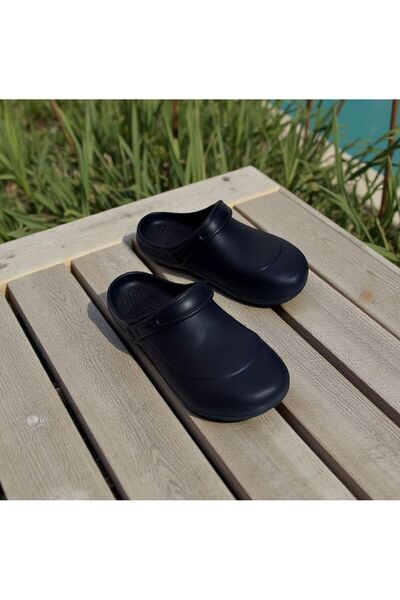 AkınalBella Unisex Navy Blue Steel Toe Closed Sabo Slippers