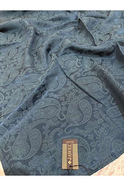 JAWEL ŞAL JAWEL Kadın Etnik Desen Pamuk Jakar Şal Petrol Mavisi