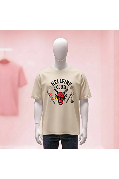 Vordevia Stranger Things Printed Crew Neck Wide Fit Unisex Tshirt