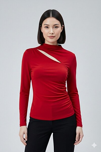 DALİAYILDIZ Women's Blouse Low-Cut Long Sleeves