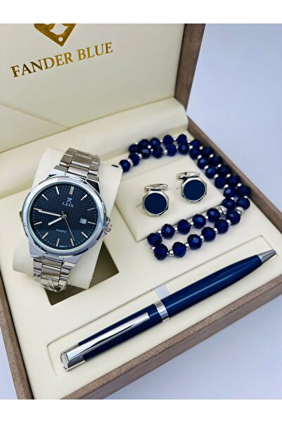 FANDER BLUE FanderBlue Steel Men's Set - Watch, Cufflinks, and Luxury Pen