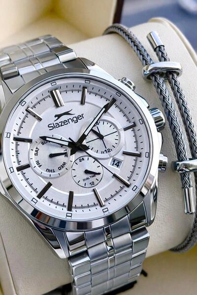 Slazenger Italian Design Bracelet Gift 2 Years Warranty 10 Atm Steel Men Wris...
