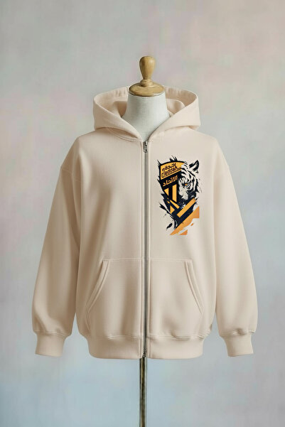 Vordevia Al Ittihad Fc B Printed Zippered K Hooded O Oversized Sweatshirt