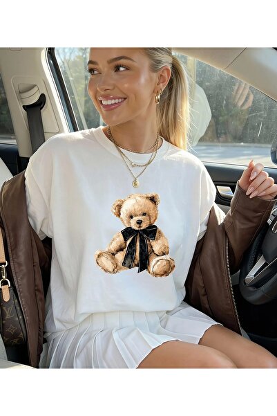 Jose Clothing Oversized Cut Short Sleeve Bear Printed T-Shirt