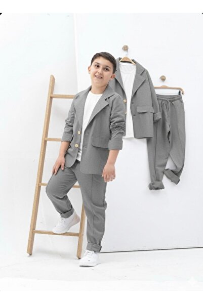 Zelhankids Erkek Çocuk Keten Takım Elbise (3 parça Tişört Dahil)