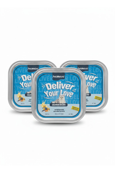 PetMetro طعام القطط "أوصل حبك" بنكهة سمك السلمون - 100 غرام (3 قطع)