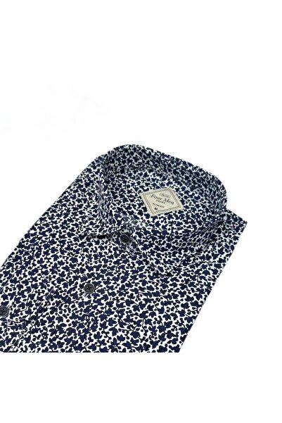 GÖMLEK GALERİSİ Men's Long Sleeve Shirt with Slim Fit Digital Printing Pattern