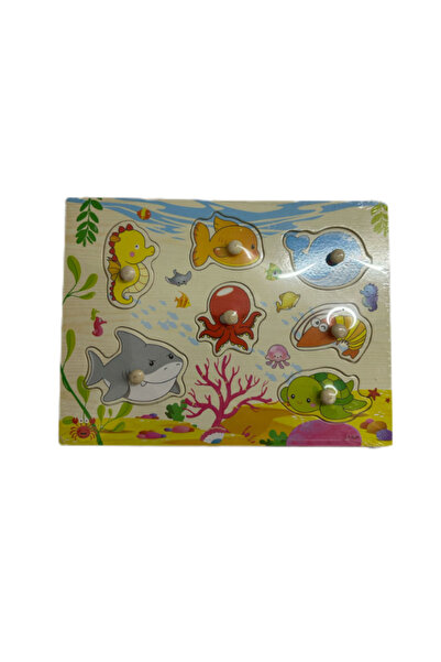 OEM Puzzle incastru GHEMOTOC® cu animale marine,calut de mare, cu mâner ajutator