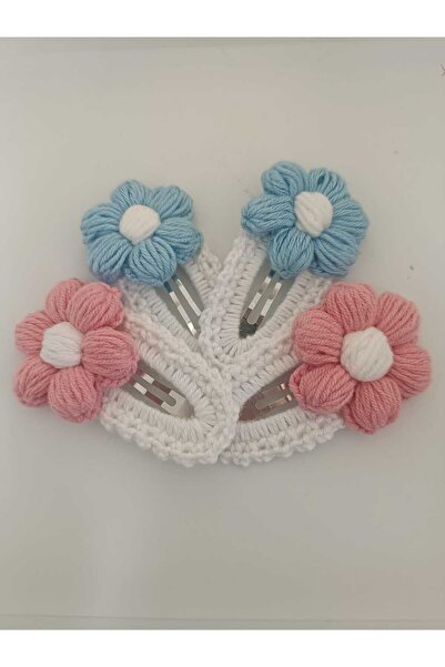 elaa aksesuar 2 Pairs of Daisy Knit Snap Buckles