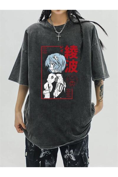 Le Savu Washable Rei Ayanami Printed Unisex Oversized Vintage T-Shirt