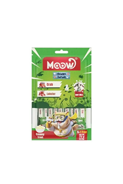 MOOW طعام سائل للقطط البالغة مع السلطعون والكركند وحليب الماعز، قطعة واحدة 6×...