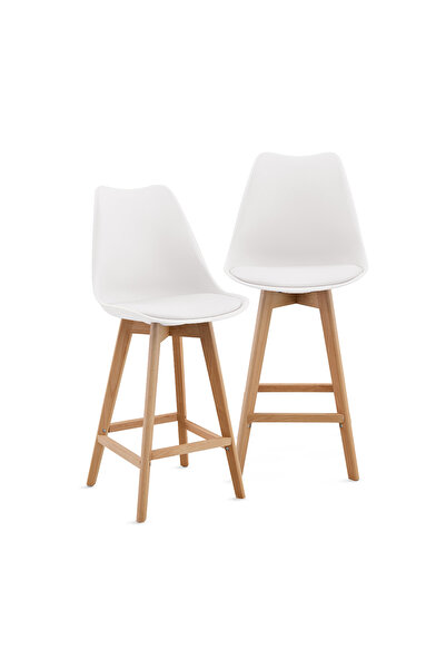 Kiwari Set de 2 scaune Sama, șezut din PP, picioare din lemn de fag, înălțime...