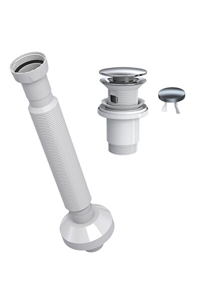 SUERA Magic Pipe Körüklü Gider Borusu + Felix Pop-Up Set (Paslanmaz - Taşma D...