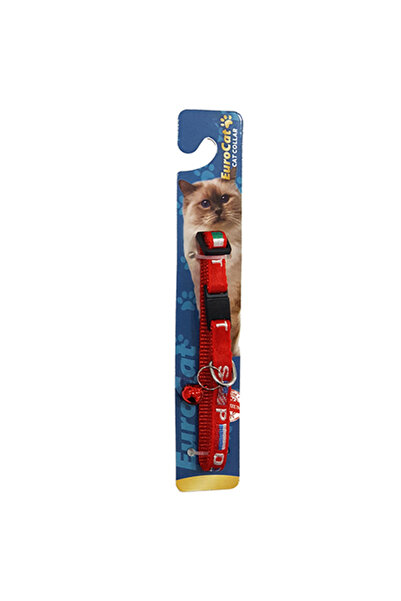 Eurocat Flag Patterned Cat Collar Red 10 Mm 28 Cm