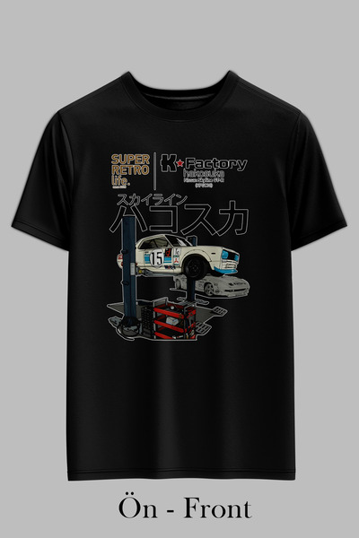 OXVİN JDM Garaj - Baskılı Regular Siyah T-shirt/Tişört