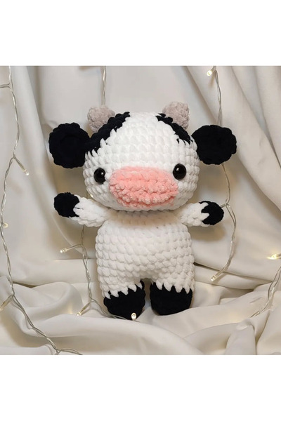 zeanqua El Yapımı Tek Parça Tığ İşi Peluş: İnek Amigurumi