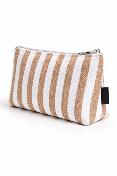 Tikatti Canvas Striped Makeup Bag with Braided Detail