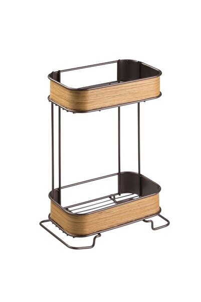 Bosphorus AHŞAP GÖRÜNÜMLÜ ÇELİK BANYO RAFI İKİ KATLI 24,5x37x14cm