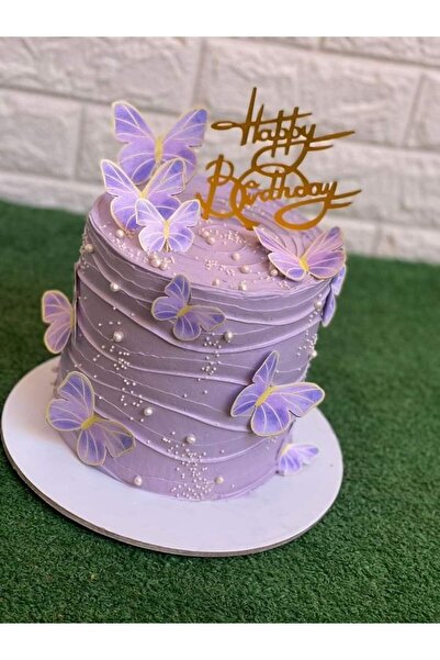 Melonİst 26 adet Gold Detaylı Kelebek Pasta Süsü & Kelebek Buketi Süs & Balon...