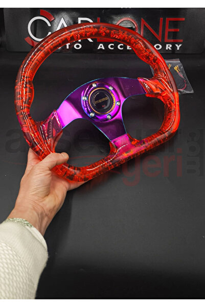 carlone Şeffaf Epoksi Direksiyon Altı Kesikli Momo 32cm Kabarcıklı Direksiyon...